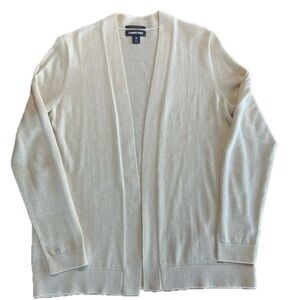 Lands’ End Women's Butter Yellow Long Sleeve Open Long Cardigan Sweater M 10/12